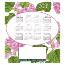 CALENDRIER REPRESENTANT L'HORTENSIA TRAITE A L'AQUARELLE