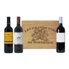 Vins de Bordeaux - coffret caisse bois 3 bouteilles "TRILOGIE BORDELAISE"