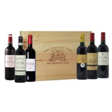 Vins de Bordeaux - coffret caisse bois à plat 6 bouteilles "RIVE DROITE / RIVE GAUCHE"