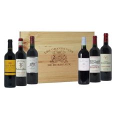 Vins de Bordeaux coffret bois "GRANDES APPELLATIONS" 6 bouteilles.