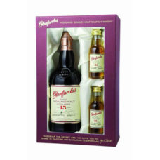 WHISKY GLENFARCLAS COFFRET 15 ANS + 2 MIGNONETTES 21 et 25 ANS 46° 70cl + 2 x 10 cl