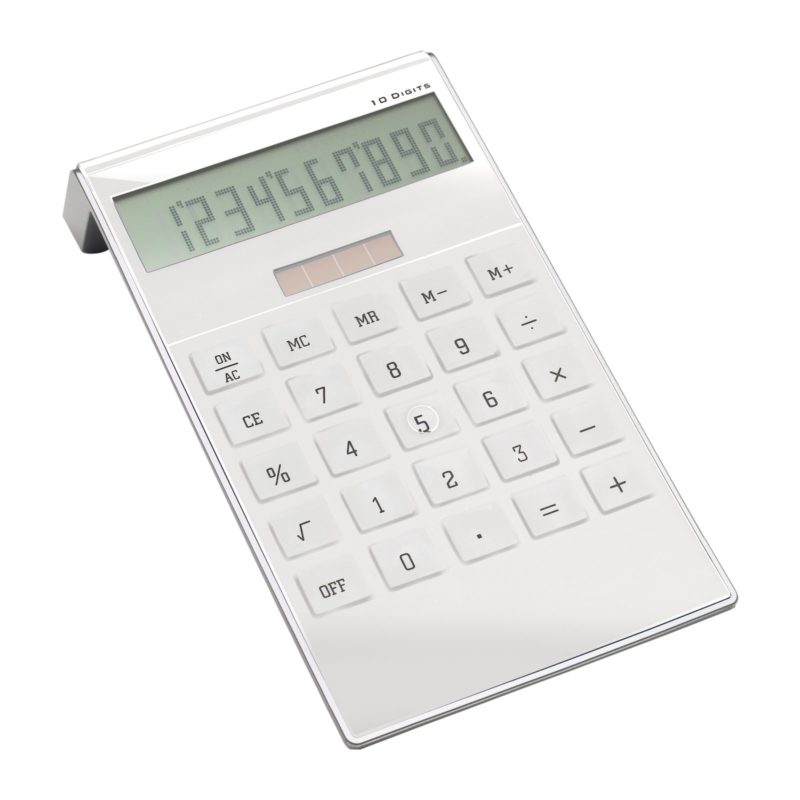 CALCULATRICE_SOLAIRE_REFLECTS_SAN_LORENZO_WHITE_PUBLICITAIRE | BAGAGES & ACCESSOIRES DE VOYAGE | OUTILS PERSONNALISÉS