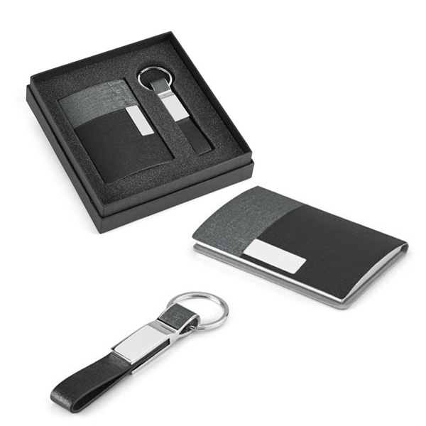 COFFRET_PORTE_CARTE_DE_VISITE_ET_PORTE_CLEFS_SIMILI_CUIR_ET_METAL_PUBLICITAIRE_PERSONNALISABLE S | GADGETS & GOODIES PUBLICITAIRES | ETUIS PUBLICITAIRES