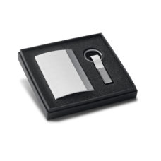 COFFRET_PORTE_CARTE_DE_VISITE_ET_PORTE_CLEFS_EN_METAL_EFFET_MIROIR_ET_SIMILI_CUIR_PERSONNALISABLE | | GADGETS & GOODIES PUBLICITAIRES | ETUIS PUBLICITAIRES