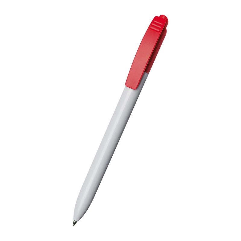 STYLO_A_BILLE_CLIC_CLAC_BAKERSFIELD_WHITE_RED_PERSONNALISABLE | STYLOS PUBLICITAIRES | STYLO À BILLE PERSONNALISÉ