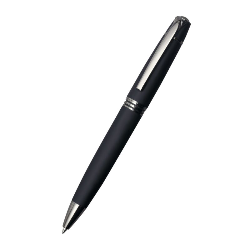 STYLO_A_BILLE_CLIC_CLAC_VANCOUVER_RUBBER_BLACK_PERSONNALISABLE | STYLOS PUBLICITAIRES | STYLO À BILLE PERSONNALISÉ