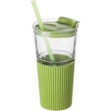 TASSE_EN_VERRE_AVEC_GRIP_ET_PAILLE_EN_SILICONE_PERSONNALISABLE VERT CLAIR | CUISINE & MAISON ACCESSOIRES | MUGS TASSES PERSONNALISÉS