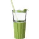 TASSE_EN_VERRE_AVEC_GRIP_ET_PAILLE_EN_SILICONE_PERSONNALISABLE VERT CLAIR | CUISINE & MAISON ACCESSOIRES | MUGS TASSES PERSONNALISÉS