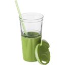 TASSE_EN_VERRE_AVEC_GRIP_ET_PAILLE_EN_SILICONE_PERSONNALISABLE VERT CLAIR | CUISINE & MAISON ACCESSOIRES | MUGS TASSES PERSONNALISÉS